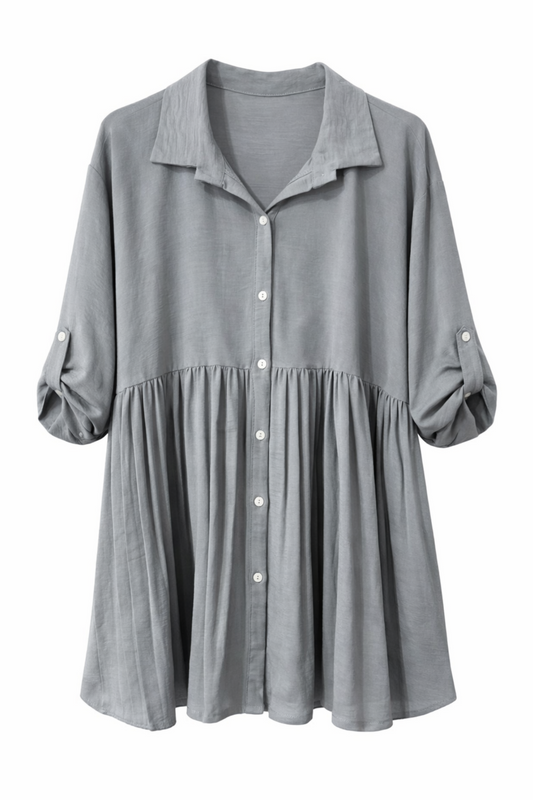 Bluse Uni mit Plissee