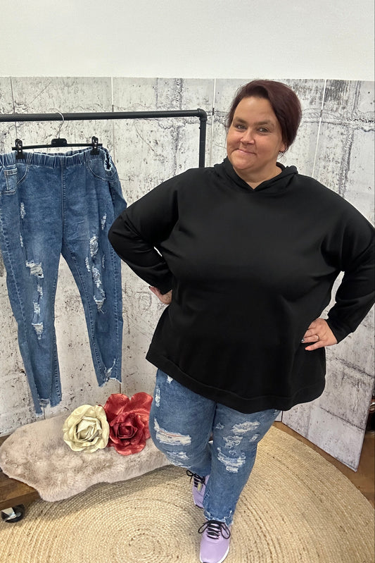 Jeans Jeggings, mit Rissis vorn, Gummizug im Bund, Jeggings, Stretch,Tragbar 46-50