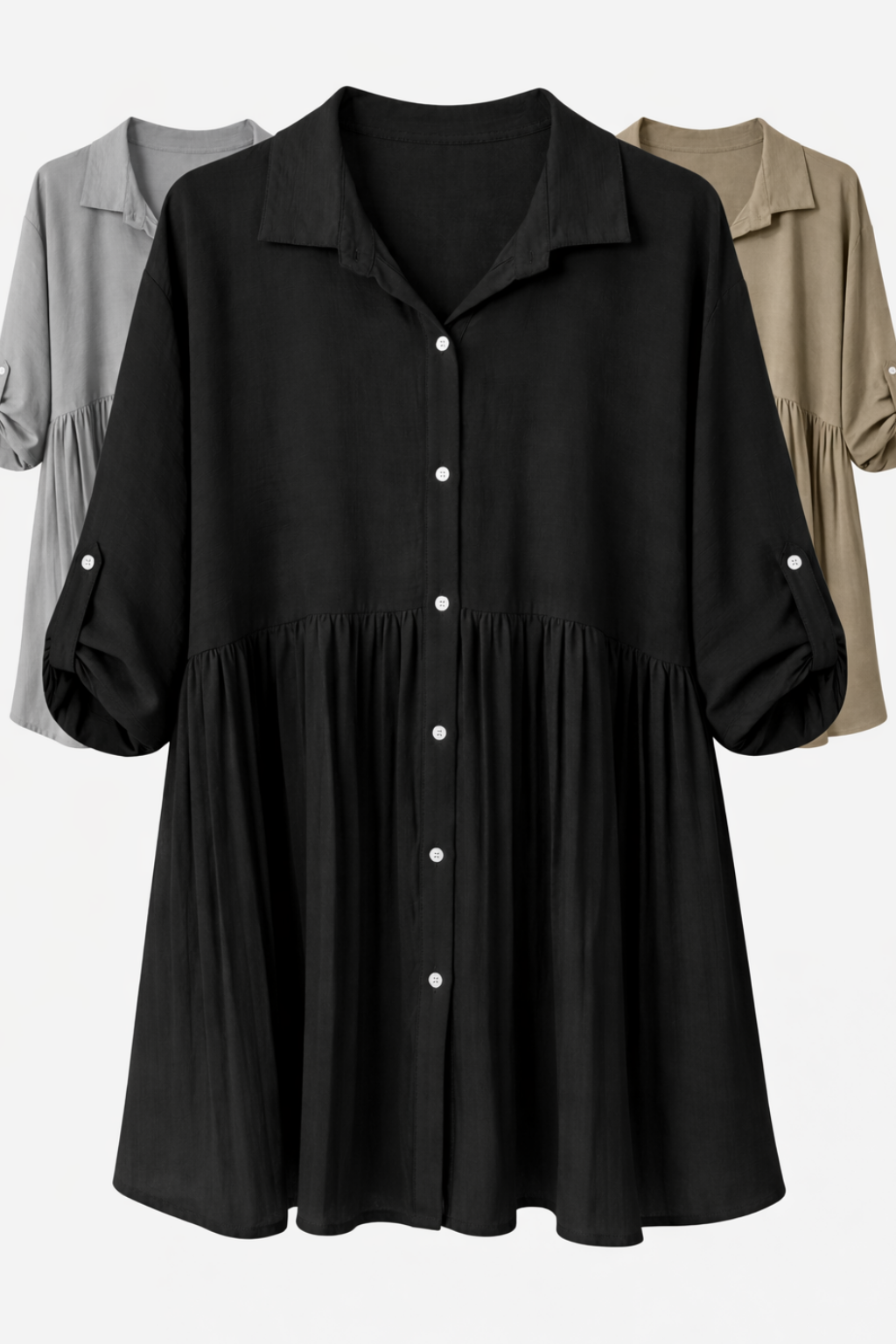 Bluse Uni mit Plissee