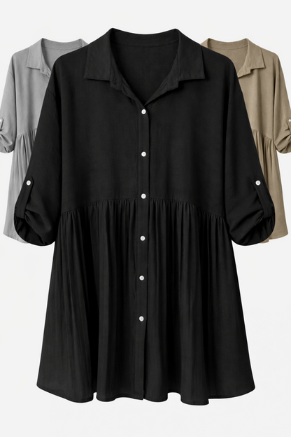 Bluse Uni mit Plissee