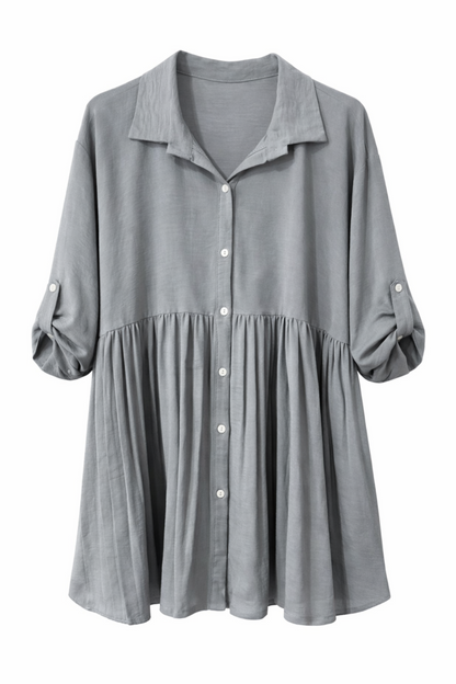 Bluse Uni mit Plissee