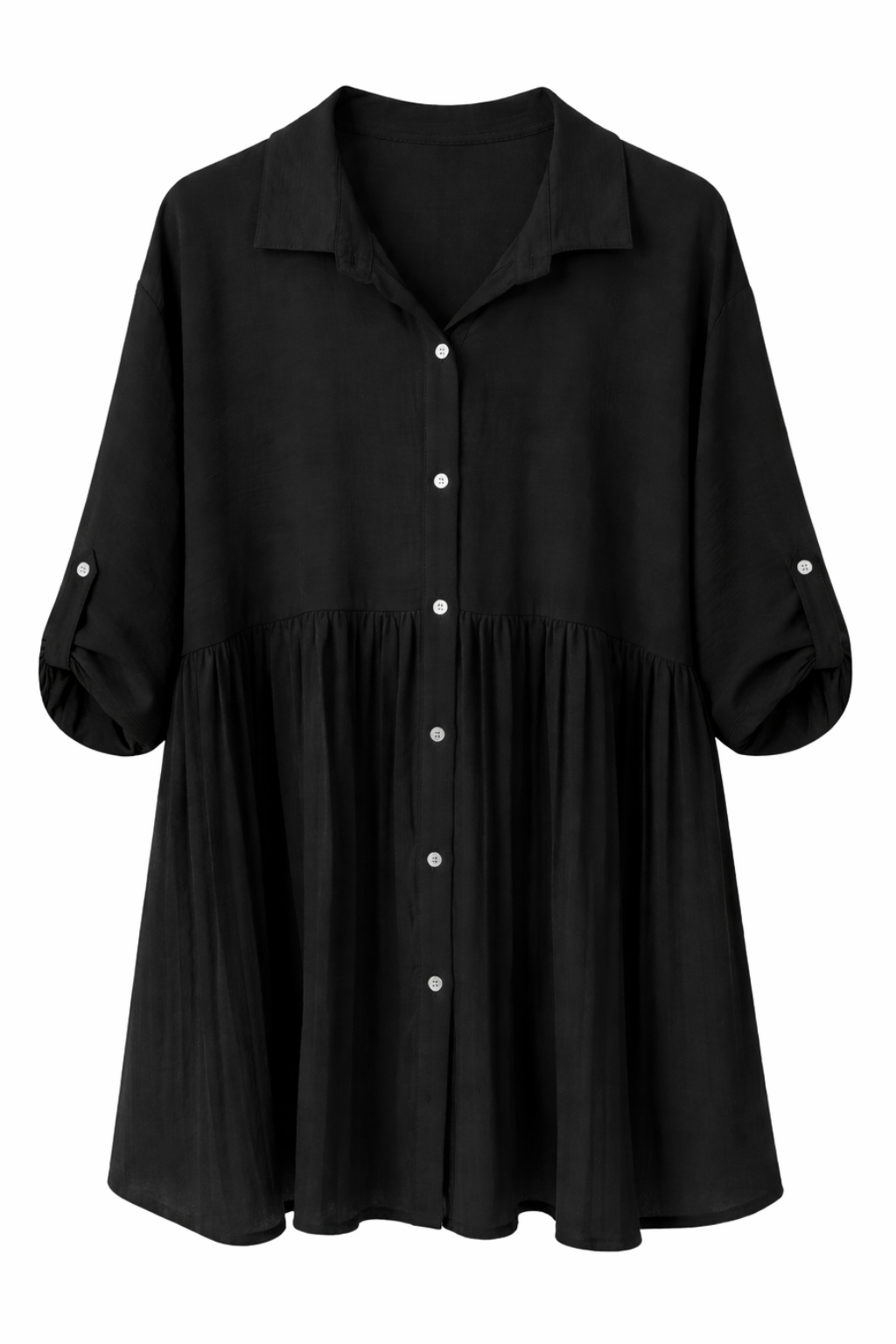 Bluse Uni mit Plissee