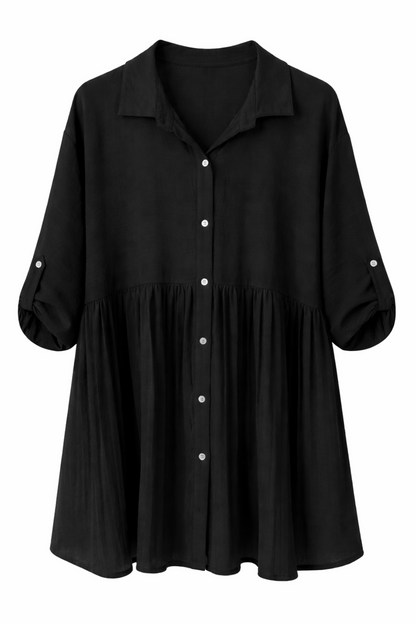 Bluse Uni mit Plissee