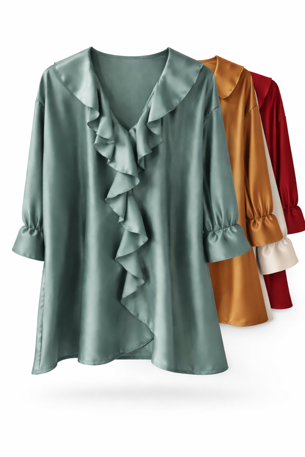 Bluse Uni mit Rüschen