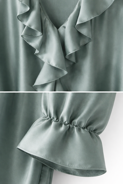 Bluse Uni mit Rüschen