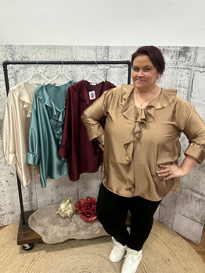 Bluse Uni mit Rüschen