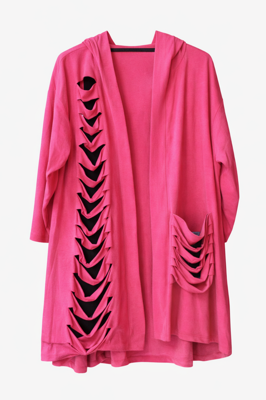 Gr. 48 - 52 Rissijacke, stylish, Rissis vorn, kann nicht geschlossen werden, Kapuze, Jacke Pink