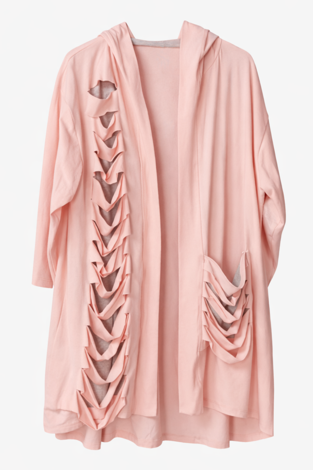 Gr. 48 - 52 Rissijacke, stylish, Rissis vorn, kann nicht geschlossen werden, Kapuze, Jacke rosa