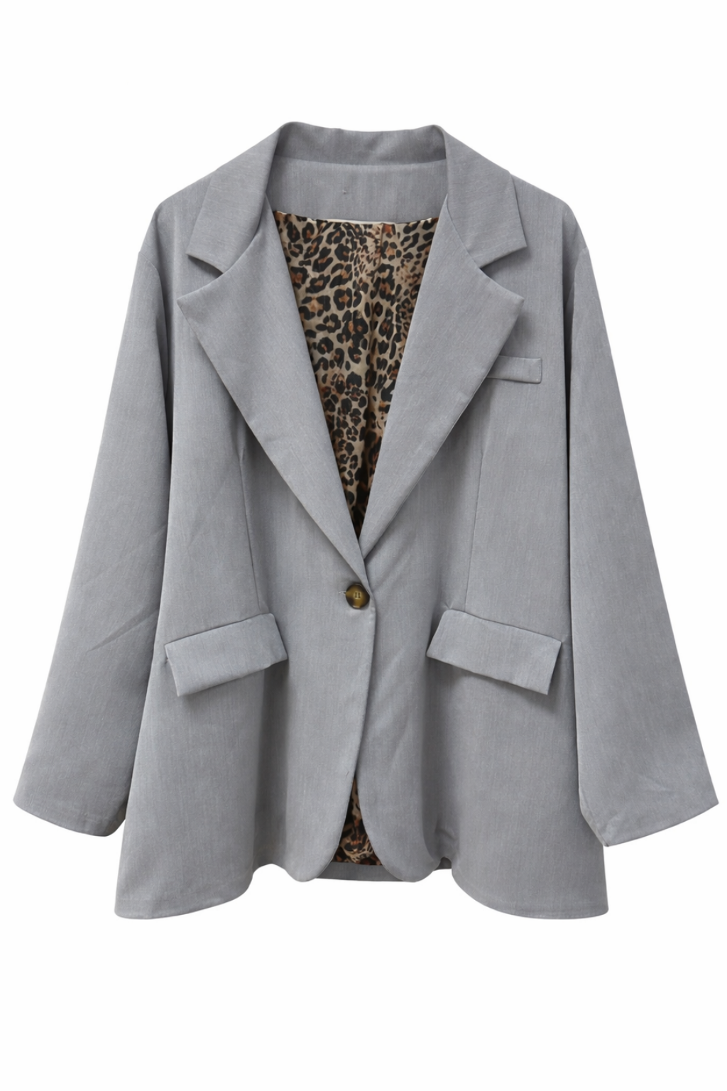 Gr. 52 - 56 Blazer Uni, Leo Inlett, mit einem Knopf zu schließen,V Ausschnitt, Farbe Grau