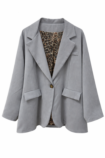 Gr. 52 - 56 Blazer Uni, Leo Inlett, mit einem Knopf zu schließen,V Ausschnitt, Farbe Grau
