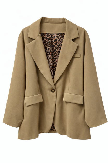 Gr. 52 - 56 Blazer Uni, Leo Inlett, mit einem Knopf zu schließen,V Ausschnitt, Farbe Sand 
