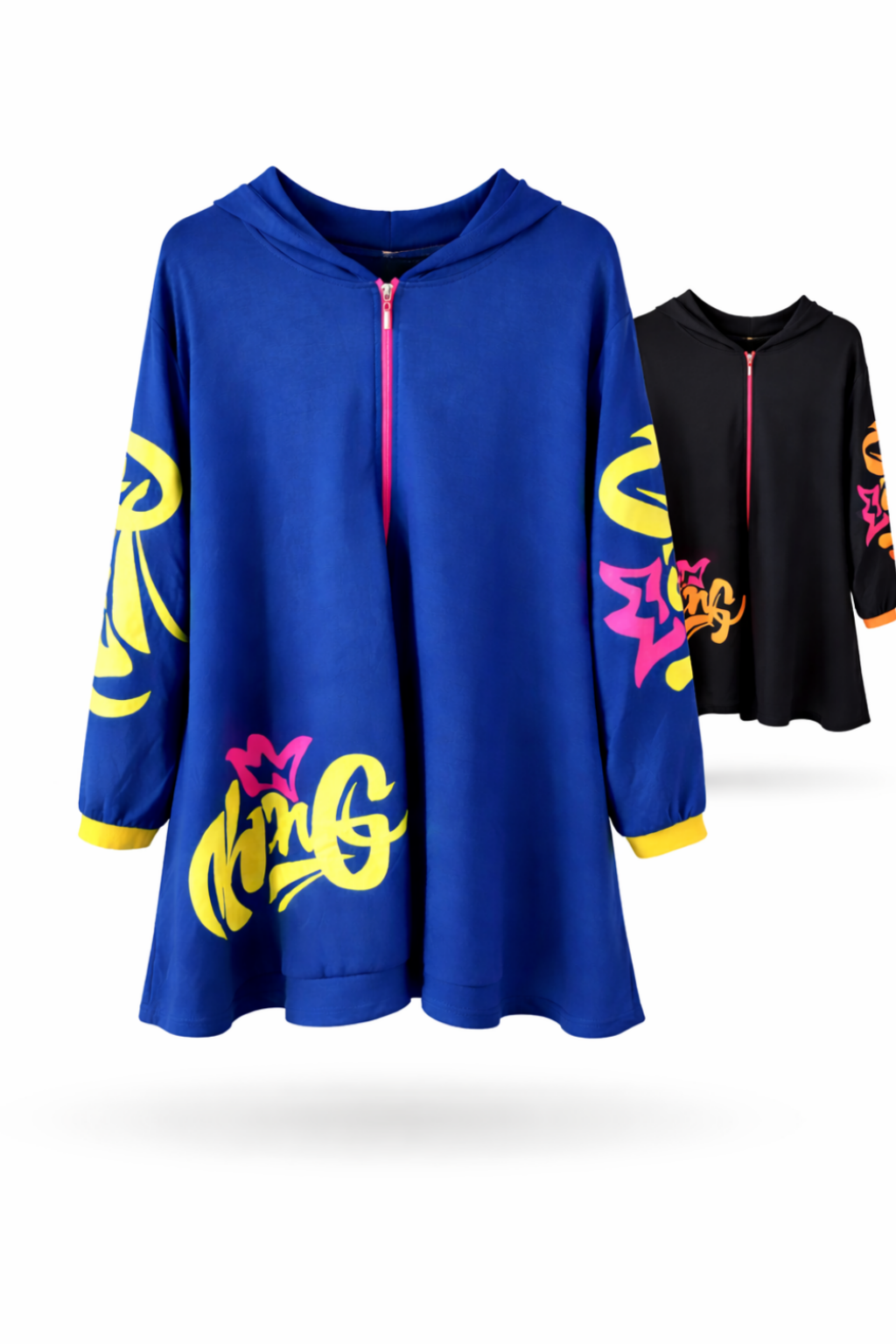 Jacke "King", tragbar 50-54, tragbar 54-58, Aufdruck vorn, Reißverschluss, Kapuze
