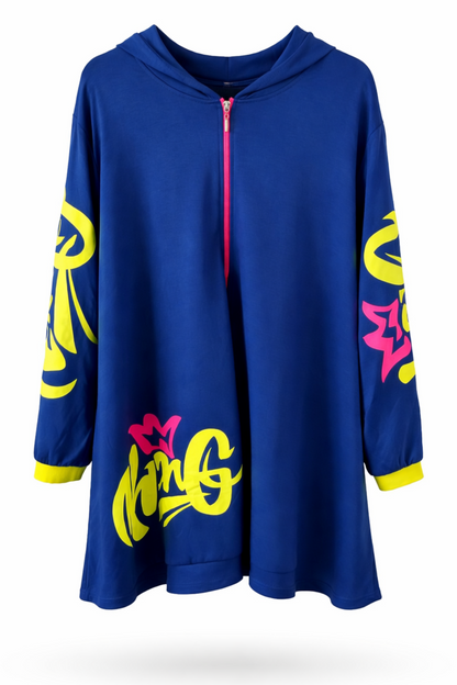 Jacke "King", tragbar 50-54, tragbar 54-58, Aufdruck vorn, Reißverschluss, Kapuze
