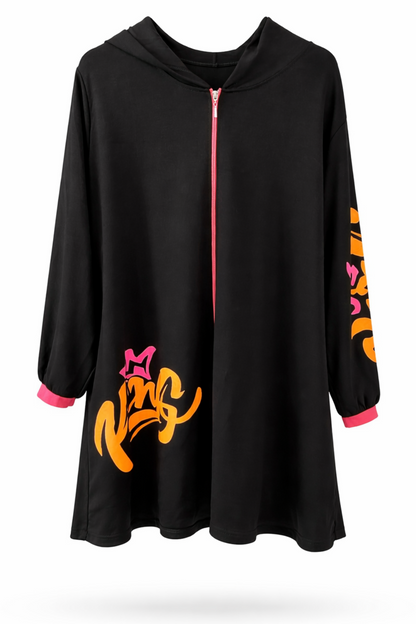 Jacke "King", tragbar 50-54, tragbar 54-58, Aufdruck vorn, Reißverschluss, Kapuze