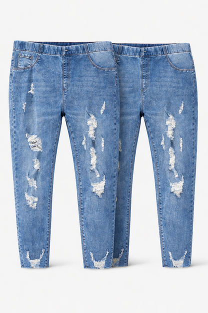 Jeans Jeggings, mit Rissis vorn, Gummizug im Bund, Jeggings, Stretch,Tragbar 46-50
