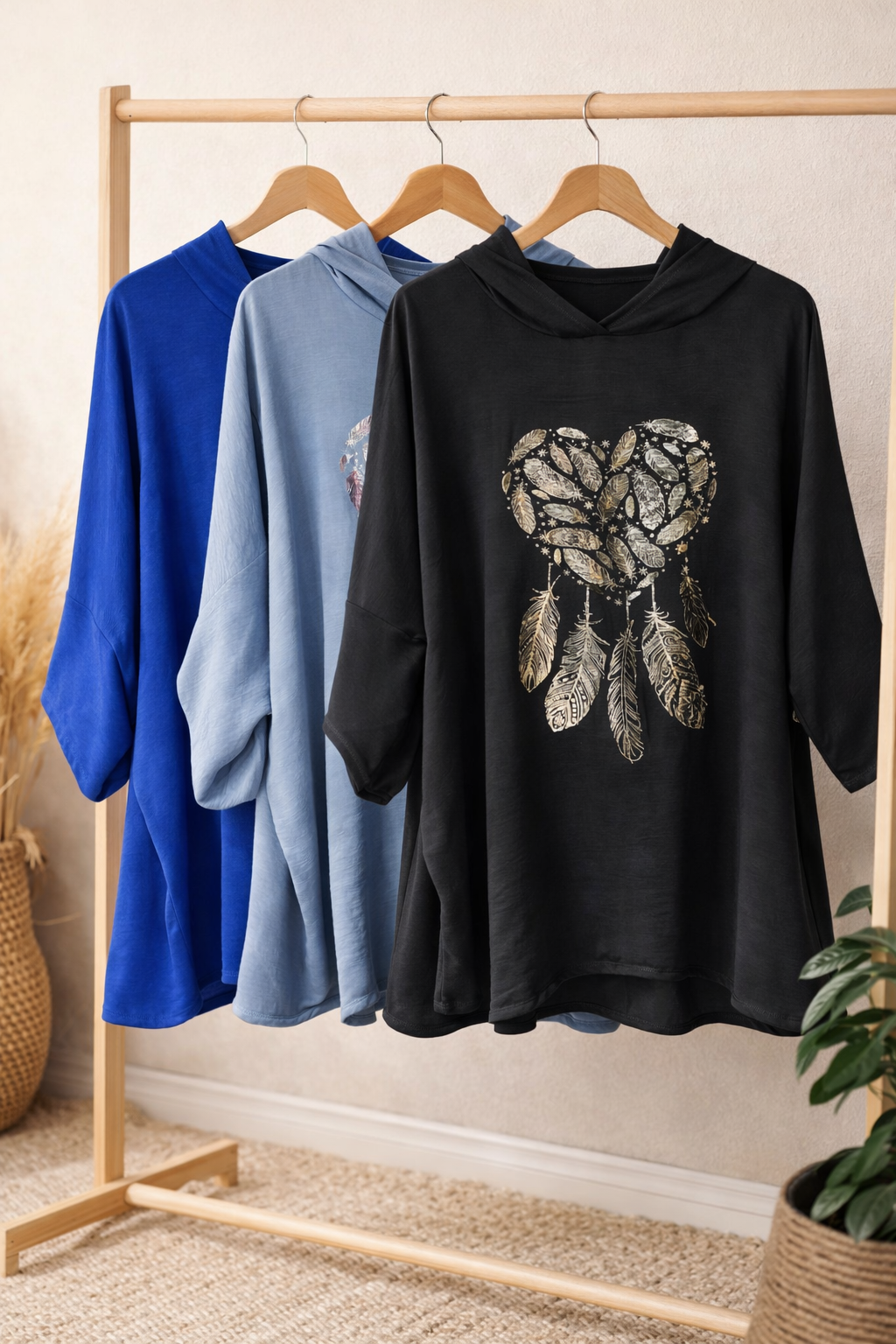 Kapuzen Blusenshirt "Feder"