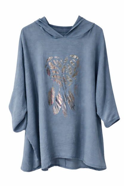 Kapuzen Blusenshirt "Feder"