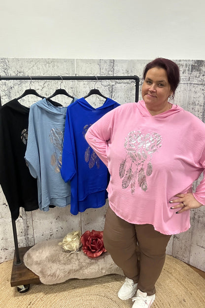 Kapuzen Blusenshirt "Feder"