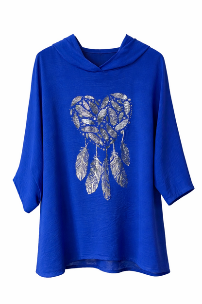 Kapuzen Blusenshirt "Feder"