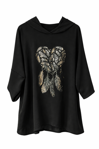 Kapuzen Blusenshirt "Feder"