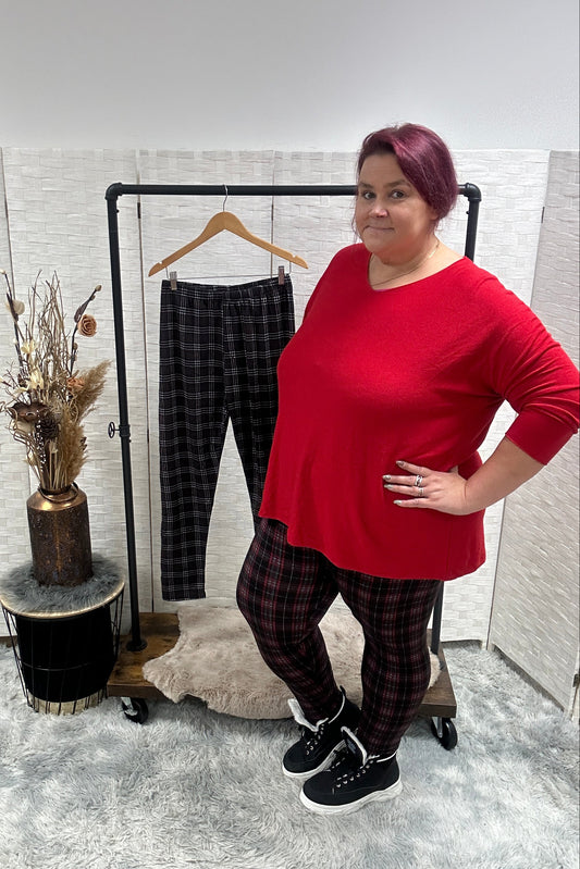 Karo Leggings, weich, innen angeraut, stretchig, bequem zu tragen,Karo Muster vorn und hinten , tragbar von 48 - 54